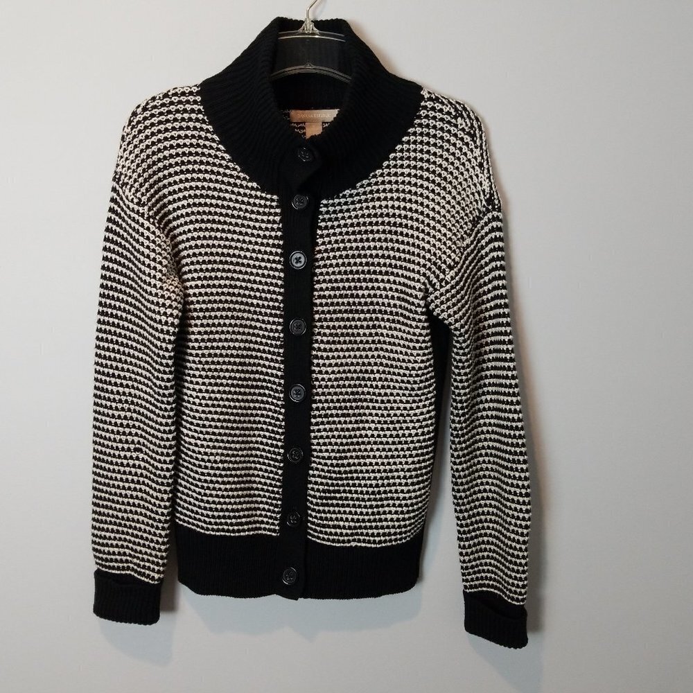 Banana Republic Black and White Textured Button-Up Cardigan
